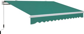 Outsunny Kézi Retró Awning 395x245 cm Erkély Napernyő Vízálló és UV-ellenálló Fém Kériozással Kültéri Összecsukható Napernyő Kert, Terasz és Ablakok S