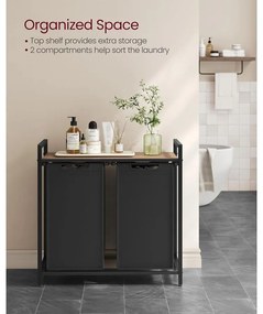 VASAGLE szennyestartó kosár 73 × 33 × 72 cm barna és fekete színben