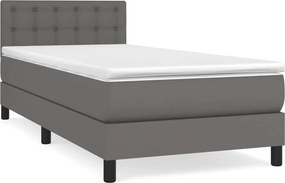 vidaXL szürke műbőr rugós ágy matraccal 80 x 200 cm