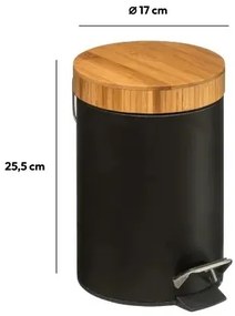 Bambusz fedelű szemeteskosár NATUREO 3L, fekete