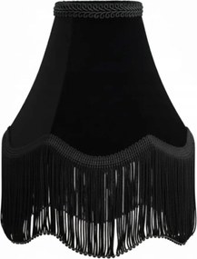 Velúr lámpaernyő fekete gyertyatartó 7/14/13 cm rojtos fekete