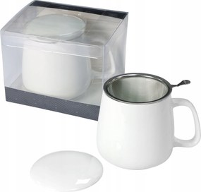 Livello porcelán bögre 500 ml-es fém főzőlappal, nagy fehér füllel