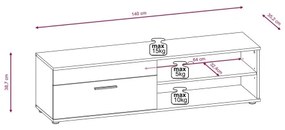 Nappali szekrénysor BRICK sonoma tölgy/fehér