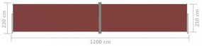 barna behúzható oldalsó napellenző 220 x 1200 cm
