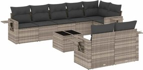 vidaXL 9 részes világosszürke polyrattan kerti ülőgarnitúra párnával