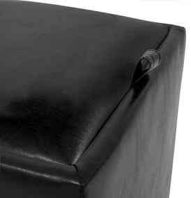 Kocka puff tárolóval, műbőr Fekete N