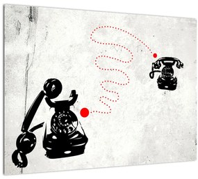 Kép - Telefon rajza Banksy stílusában (üvegen) (70x50 cm)