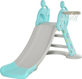HOMCOM Gyermek Csúszda Kosárlabdával és Mászó Lépcsővel +18 hónapos Gyermekeknek Beltéri és Kültéri Használatra Max Teherbírás 20KG 147L x 82W x 85.5H