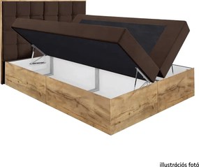 Boxspring ágy, 200x200, barna Paros szövet/lancelot tölgy, WOOD 1