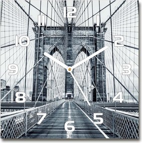 Üveg falióra négyszögletes Brooklyn híd 30x30 cm