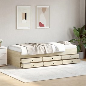 sonoma tölgy kanapéágy fiókkal matrac nélkül 75x190 cm
