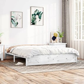 Fehér tömör fa ágykeret 200x200 cm