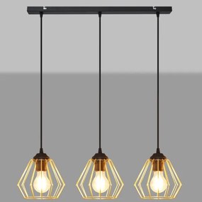 Csillár zsinóron AGAT 3xE27/15W/230V arany/fekete