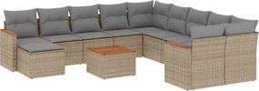 vidaXL 12 részes bézs polyrattan kerti ülőgarnitúra párnákkal