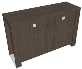 Verno+ S alacsony szekrény 140 x 46 x 90 cm, antracit tölgy / piros