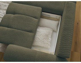 Khaki buklé kinyitható-tárolóhelyes sarokkanapé (bal oldali-heverő résszel) Roxelane – Bobochic Paris