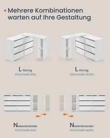 fésülködőasztal, egymás mellé vagy l-alakban állítható, fehér