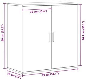 Fekete tölgy oldalbüfé 79x38x80 cm Szerelt fából