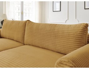 Mustársárga kordbársony kinyitható sarokkanapé (bal oldali) Lucien – Bobochic Paris