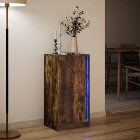 füstös tölgy szerelt fa tálalószekrény LED-del 42,5x34x85 cm