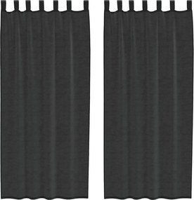 vidaXL 2 db fekete fátyolfüggönyök fülecske tetejével 140x260 cm
