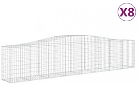 8 db íves horganyzott vas gabion kosár 400x50x80/100 cm