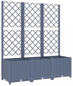 sötétszürke PP rácsos kerti ültetőláda 120 x 40 x 136 cm