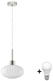 Eglo LED csillár huzalon függő HARMA 1xE27/60W/230V átm. 25 cm matt króm/fehér EG32515V