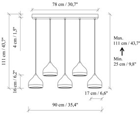 YILDO zsinóros csillár 5xE27/40W/230V fehér/arany