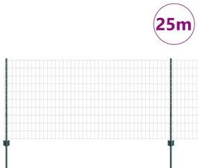 Euro Kerítés Készlet 2 db-os Készlet Zöld Porbevonatos Acél Nagy