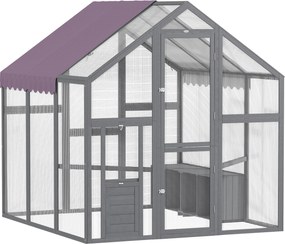 PawHut Tyúkfuttató 1,7x1,8x1,8 m Zárható Tannin Fa Tyúkól Vízálló, UV-ellenálló Tetővel Szabadtéri Baromfi Fészek Tyúkfuttatás 6-8 Tyúknak, Kacsáknak,