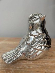 Ezüst kerámia madár 13 cm