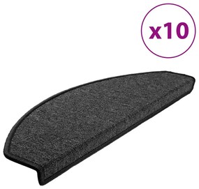 10 db antracitszürke lépcsőszőnyeg 65x24x4 cm