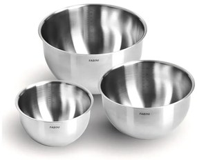 Ezüstszínű rozsdamentes acél tál szett 3 db-os ø 24 cm Lucca 3.0 – FABINI