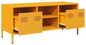 mustársárga hidegen hengerelt acél TV-szekrény 101,5x39x43,5 cm
