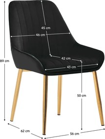 Étkezőszék, fekete Velvet anyag/gold króm-arany, PERLIA