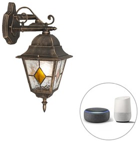 Okos Vintage kültéri fali lámpa bronz színben, Wifi A60 izzóval - Antigua