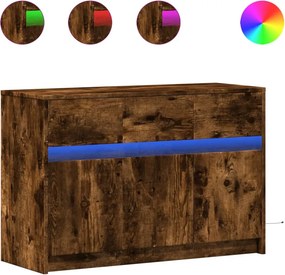 vidaXL füstös tölgy színű szerelt fa LED-es TV-szekrény 91x34x61 cm