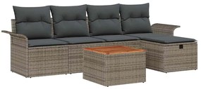 vidaXL Kerti Kanapé Szett párnával tárolóval 6 pcs Szürke polirattan