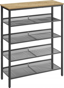 Cipősszekrény artisan tölgy, előszobai könyvespolc 28x75x93cm magasság