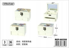 Fa Ékszertartó doboz tükörrel 14x9,8x9cm