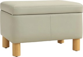 HOMCOM 33L-es Hálószobai Tároló Puff Fa Lábakkal, Kárpitozott PU Bélelt Pad, 60x38x40 cm, Világosszürke | Aosom