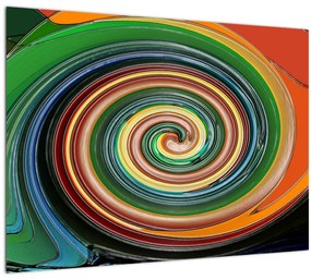 Absztrakt kép - színes spirál (üvegen) (70x50 cm)