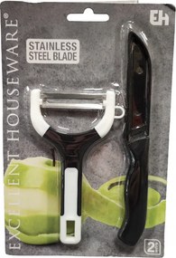 Hámozó szett Rozsdamentes acél kés rátéttel Fekete