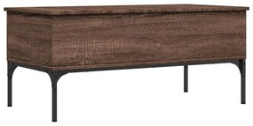 Barna tölgyszínű szerelt fa és fém dohányzóasztal 100x50x45 cm