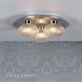 LAURA ASHLEY 3756047-Q PRAGA Modern Mennyezeti Lámpa Fehér, Csiszolt Króm G9 IP44