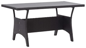 3 részes polyrattan kerti étkezőgarnitúra fekete párnákkal