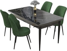 Nil étkezőgarnitúra, fekete márvány-khaki, 110 cm