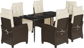 vidaXL 7-részes barna polyrattan kerti étkezőgarnitúra párnával