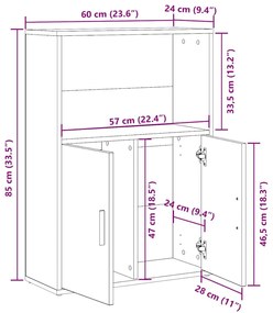Könyvespolc fekete tölgy 60x24x85 cm Gépesített fa